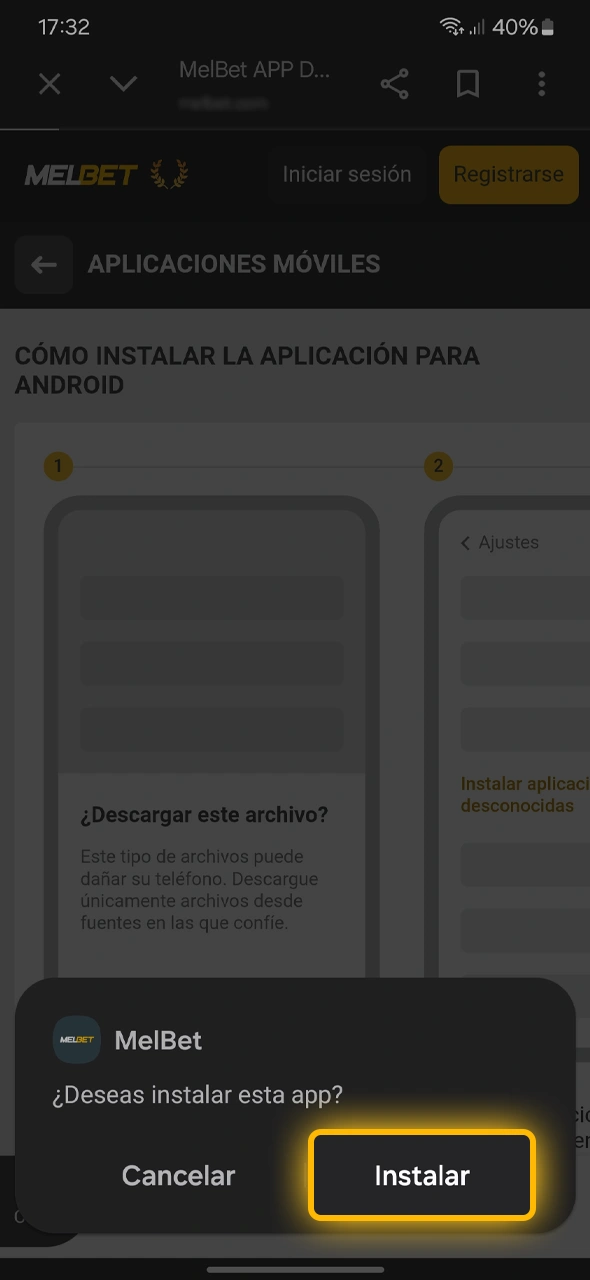 Ejecutá el archivo descargado y completá el proceso para tener Melbet listo en tu menú de inicio.