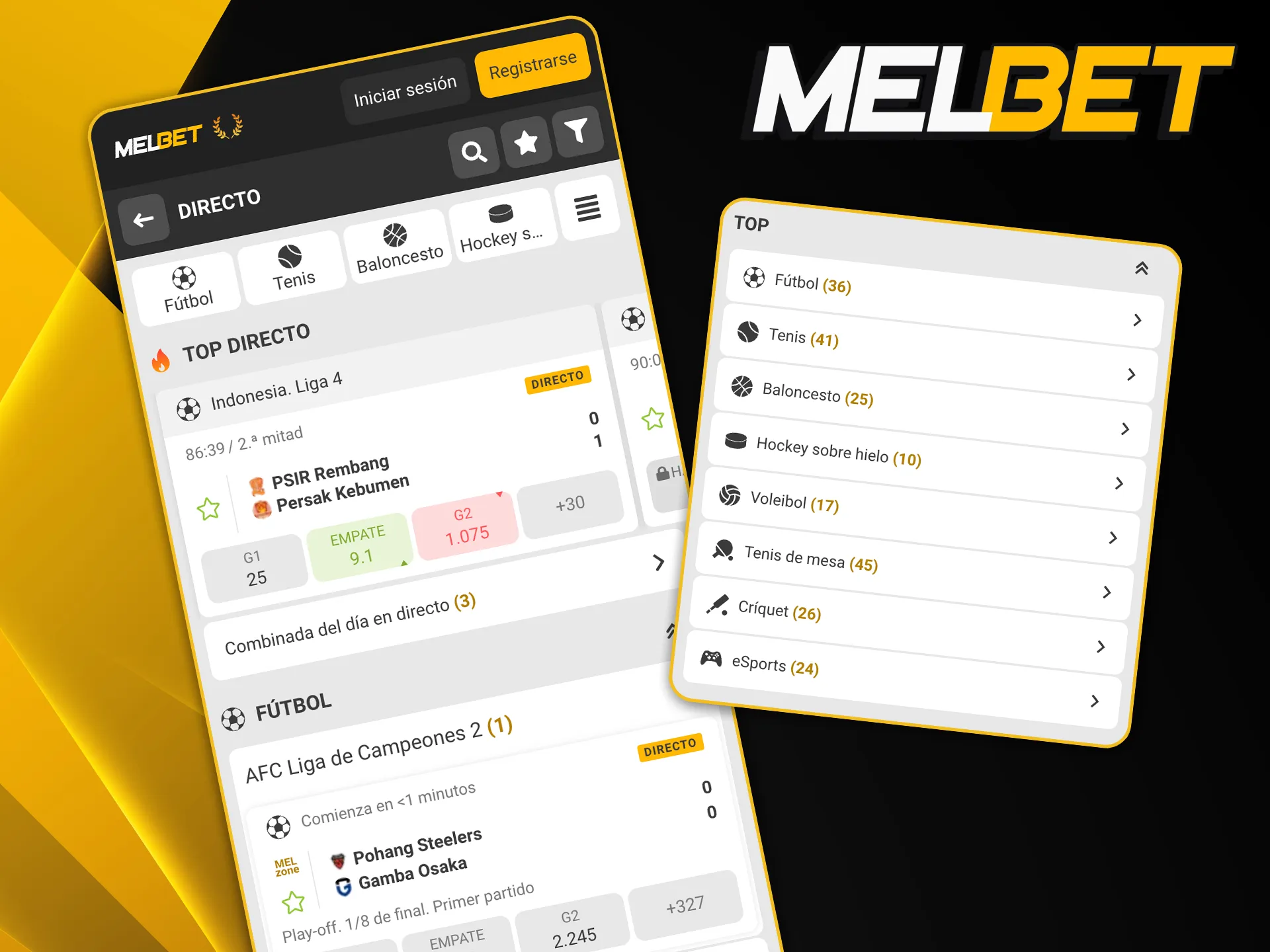 Seguí los partidos en tiempo real y realizá apuestas dinámicas con la función live de la app Melbet.