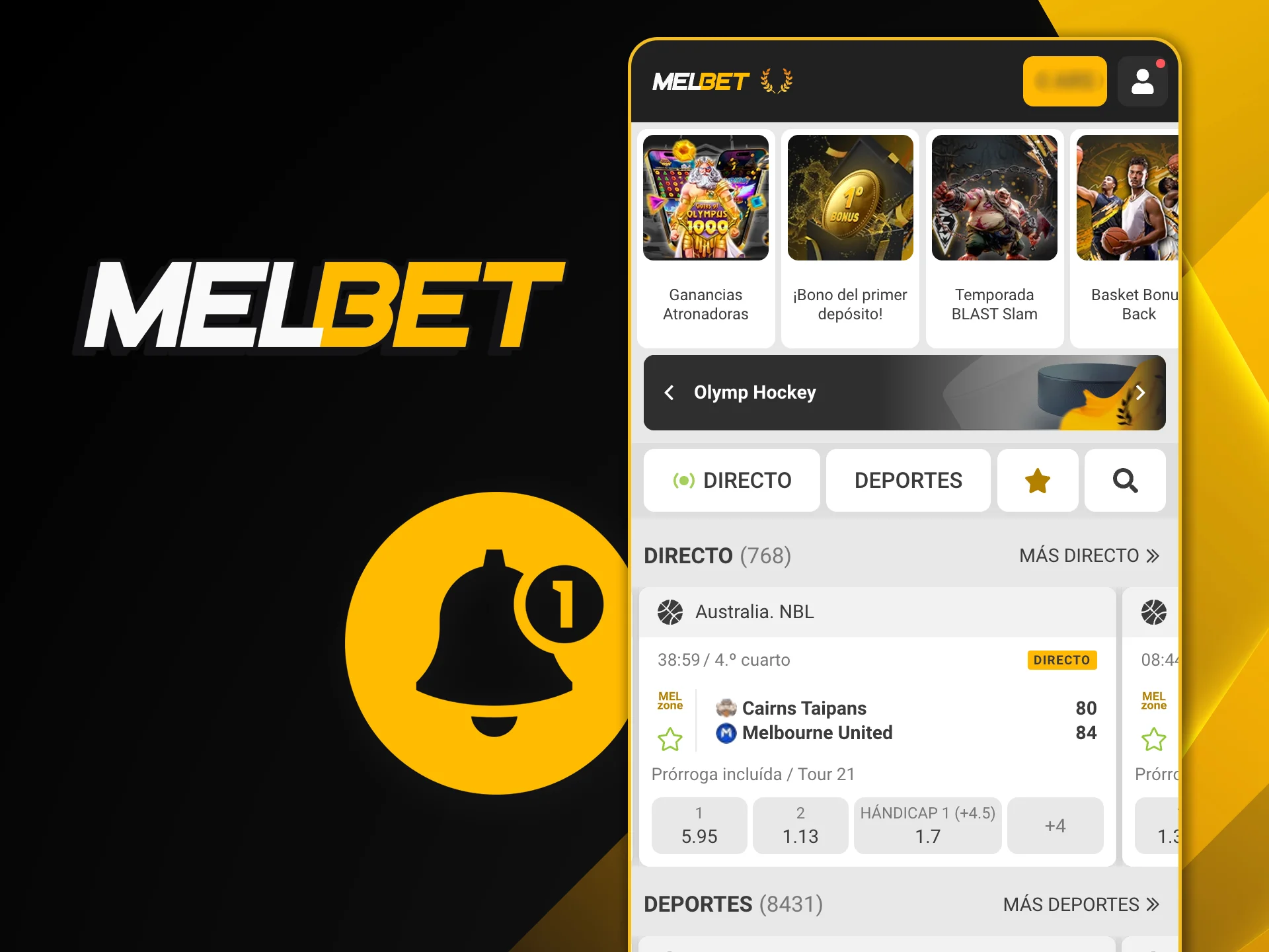 Activá las alertas personalizadas de Melbet para enterarte de resultados y promociones al instante.