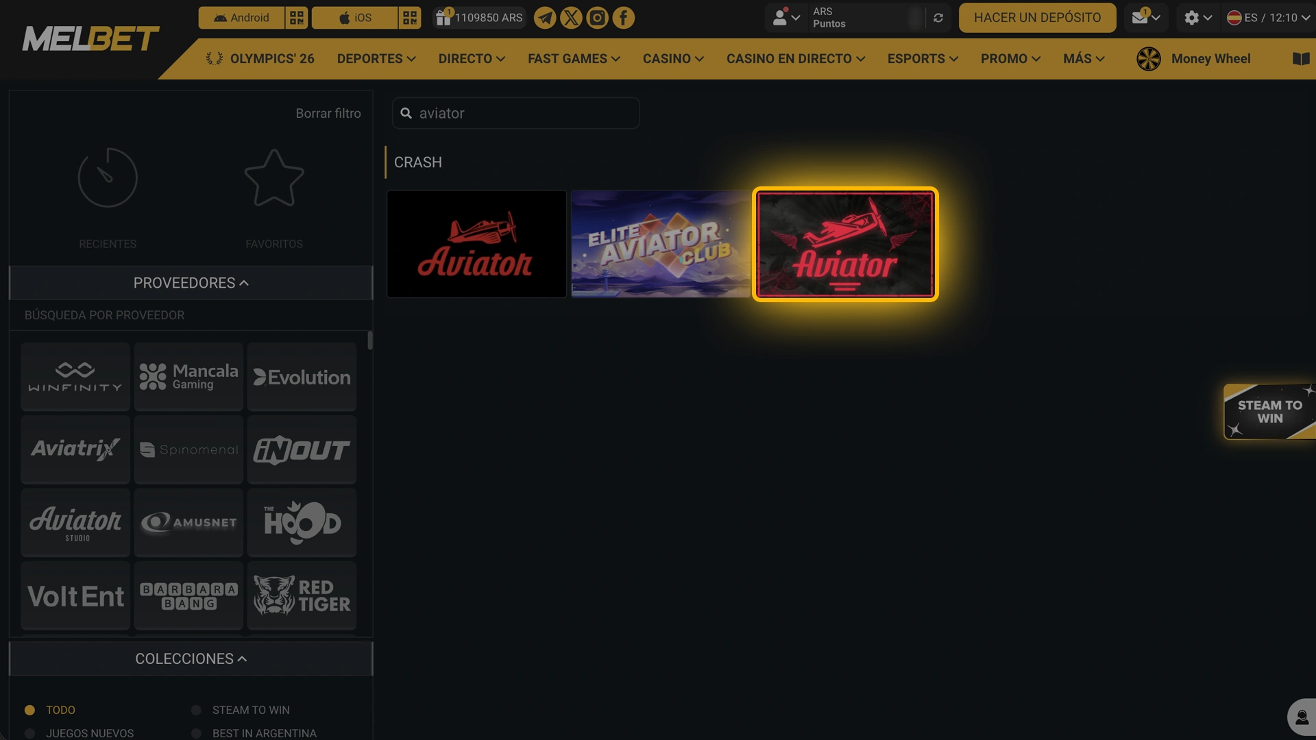 Encontrá el juego en la sección destacada de Melbet para iniciar la partida.