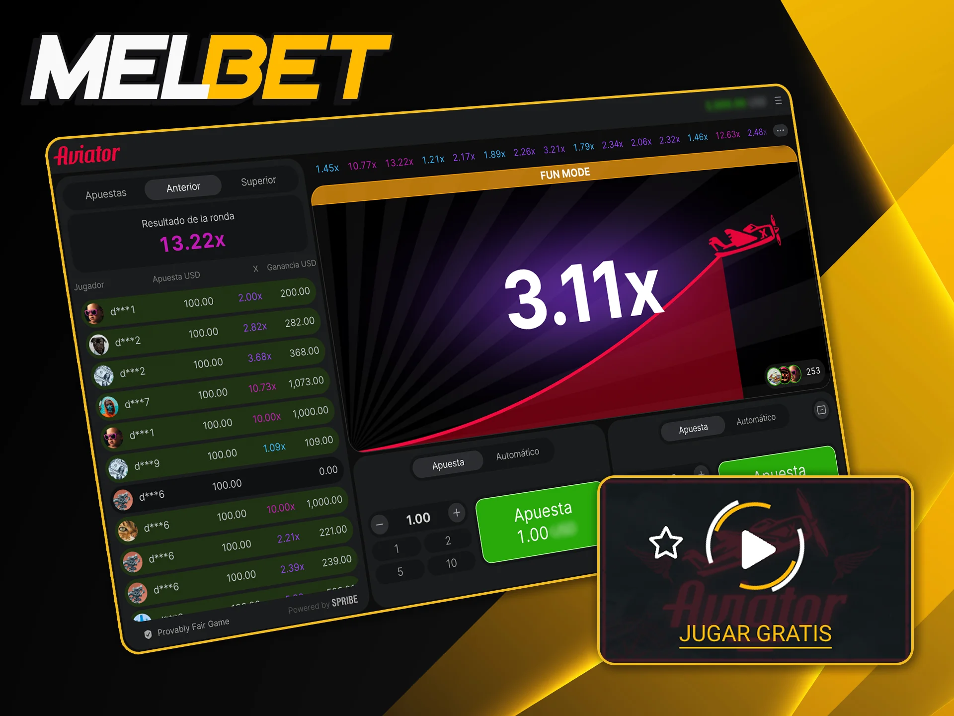 Usá el modo de práctica de Aviator en Melbet para conocer la dinámica sin arriesgar dinero.
