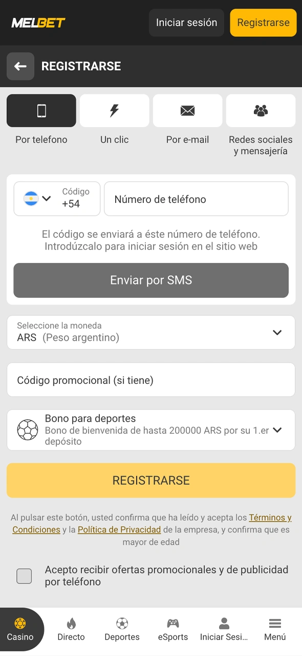 Creá tu nueva cuenta de jugador en Melbet Argentina para calificar en las ofertas de bienvenida.