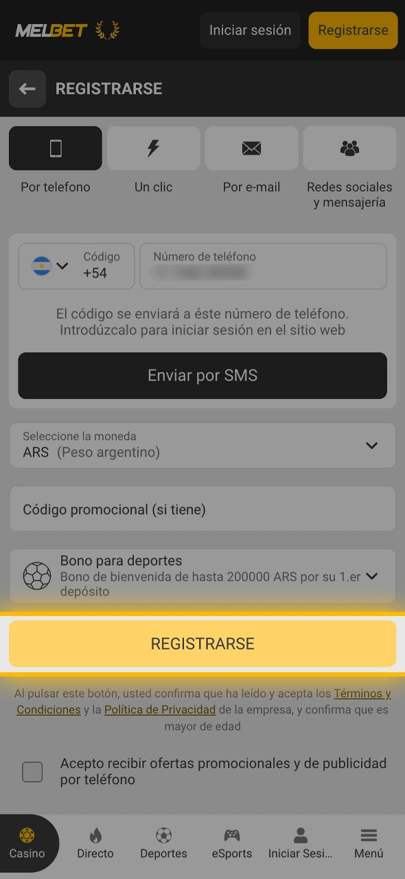 Finalizá el proceso y verificá tu casilla de mail para activar tu perfil de usuario en Melbet.