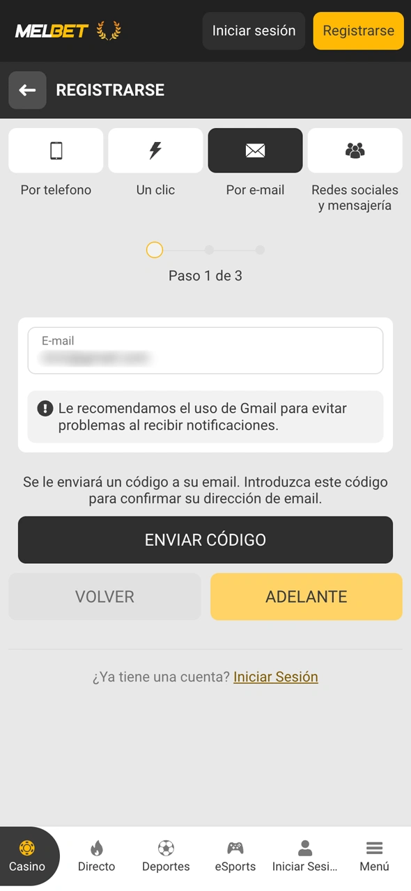 Registrate como nuevo usuario y logueate en Melbet para gestionar tus apuestas.