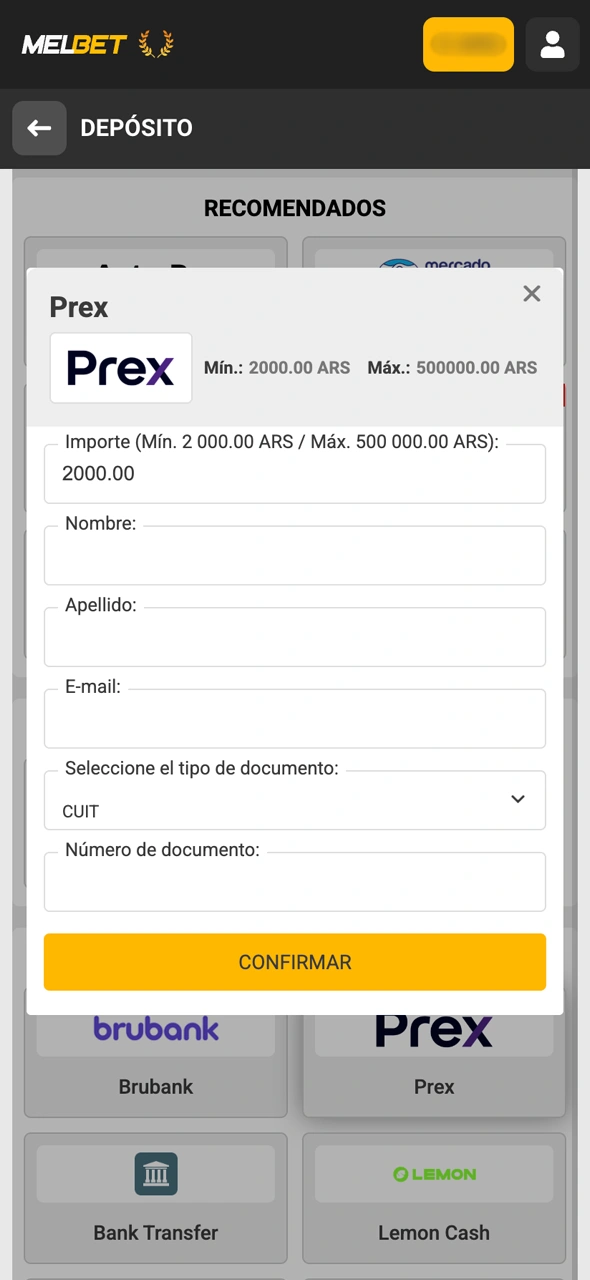 Sumá saldo a tu perfil de Melbet mediante transferencias o billeteras virtuales.