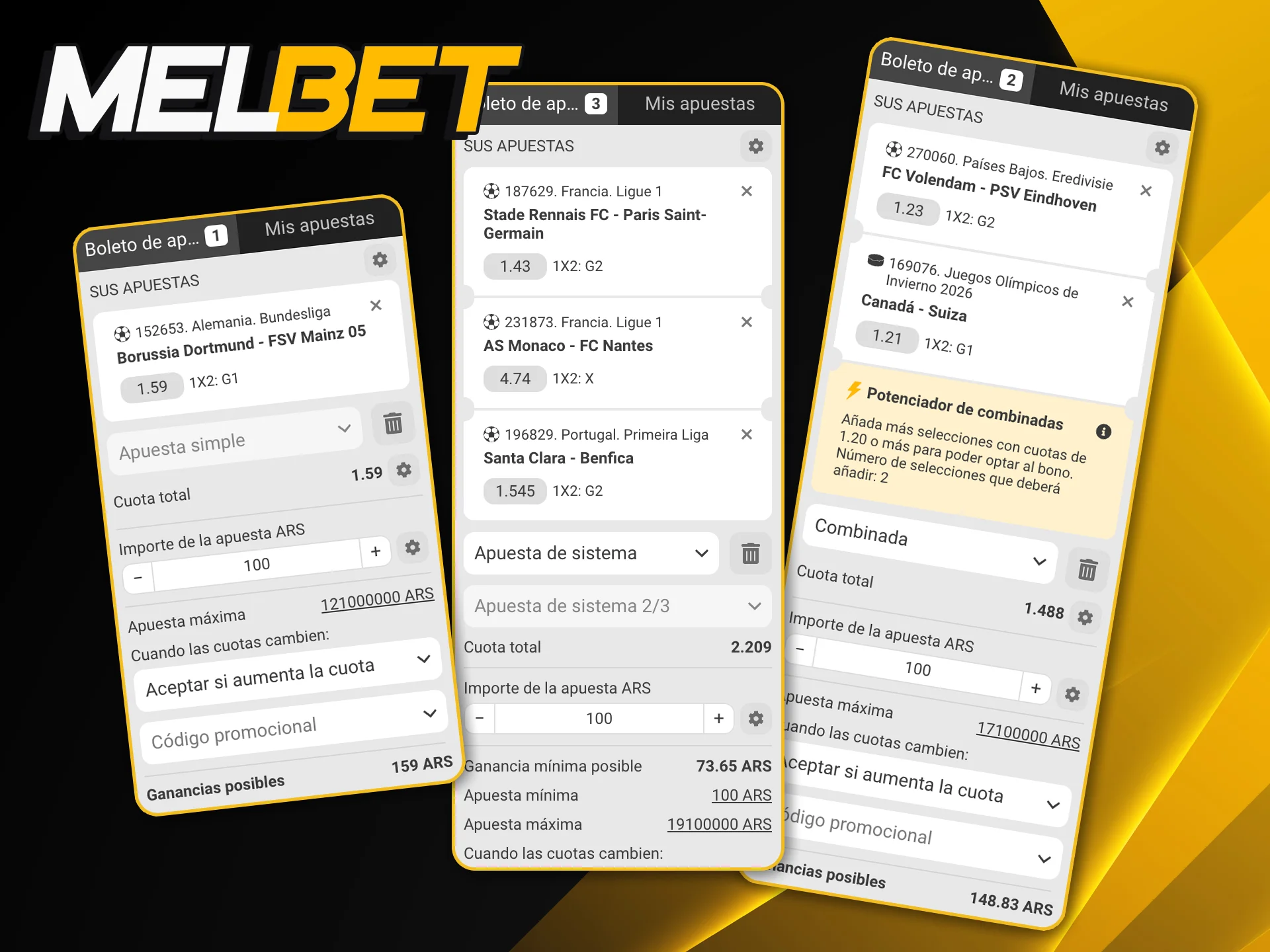 Informate sobre las apuestas simples, combinadas y de sistema que podés realizar en el sitio de Melbet.