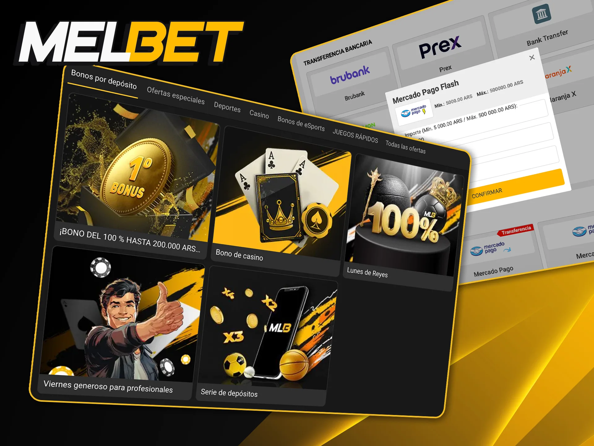Reclamá tu bonificación de bienvenida al realizar tu primera carga de saldo en Melbet.