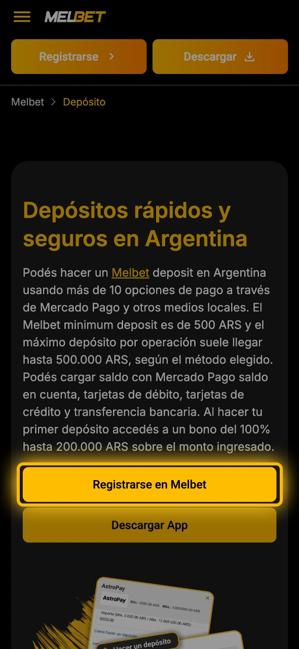Accedé de manera directa y segura al portal de Melbet Argentina para iniciar tu operación.