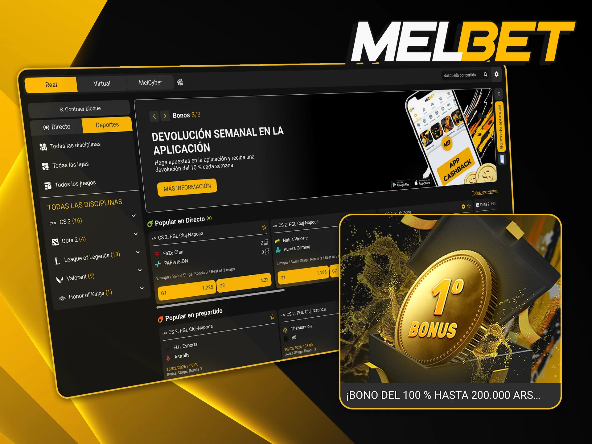 Activá tu bono de Melbet Argentina para potenciar tus primeras jugadas en los torneos de eSports más destacados.