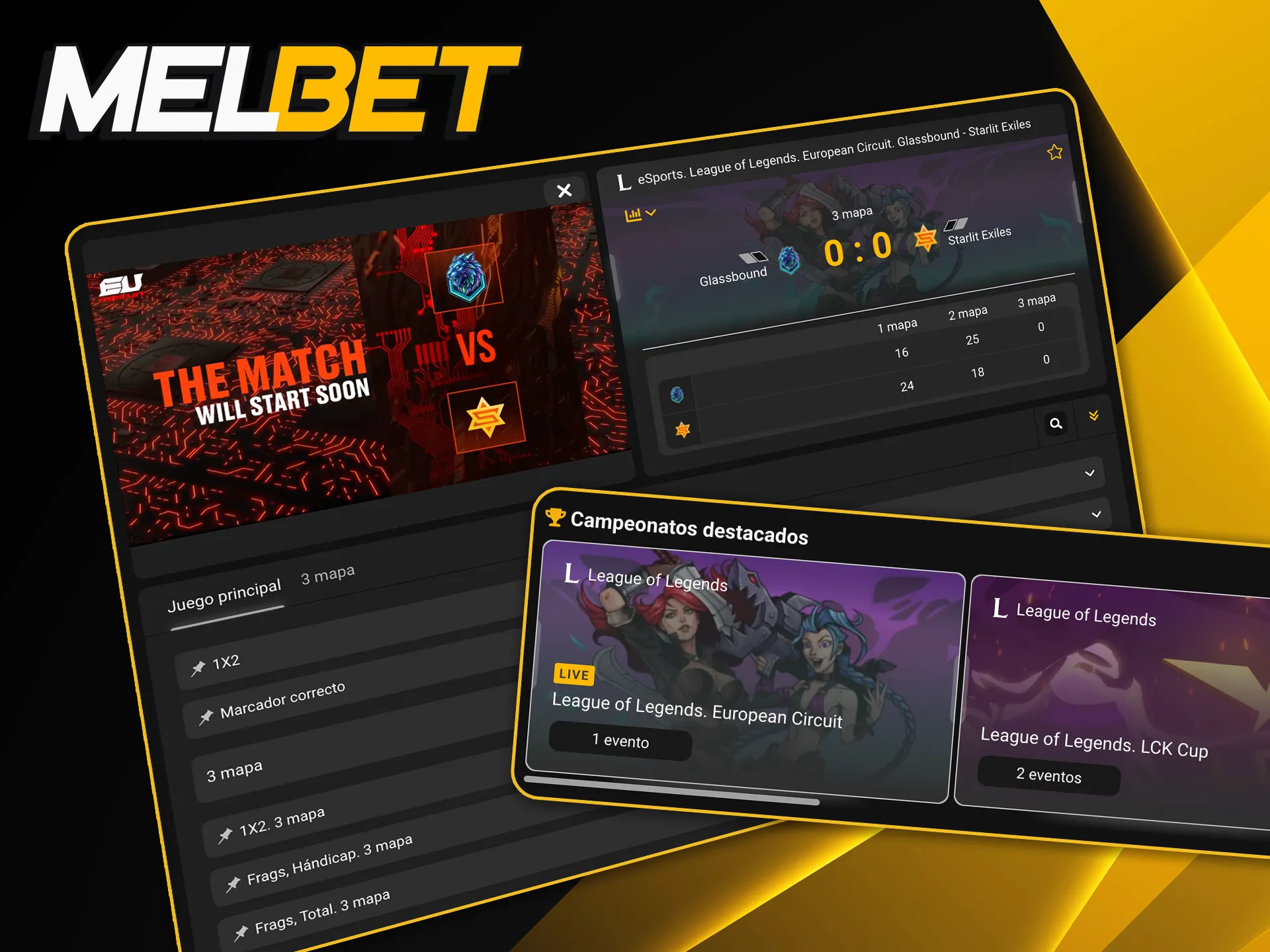 Disfrutá de las apuestas en LoL con Melbet, con cobertura completa de la LLA, la Worlds y ligas internacionales.