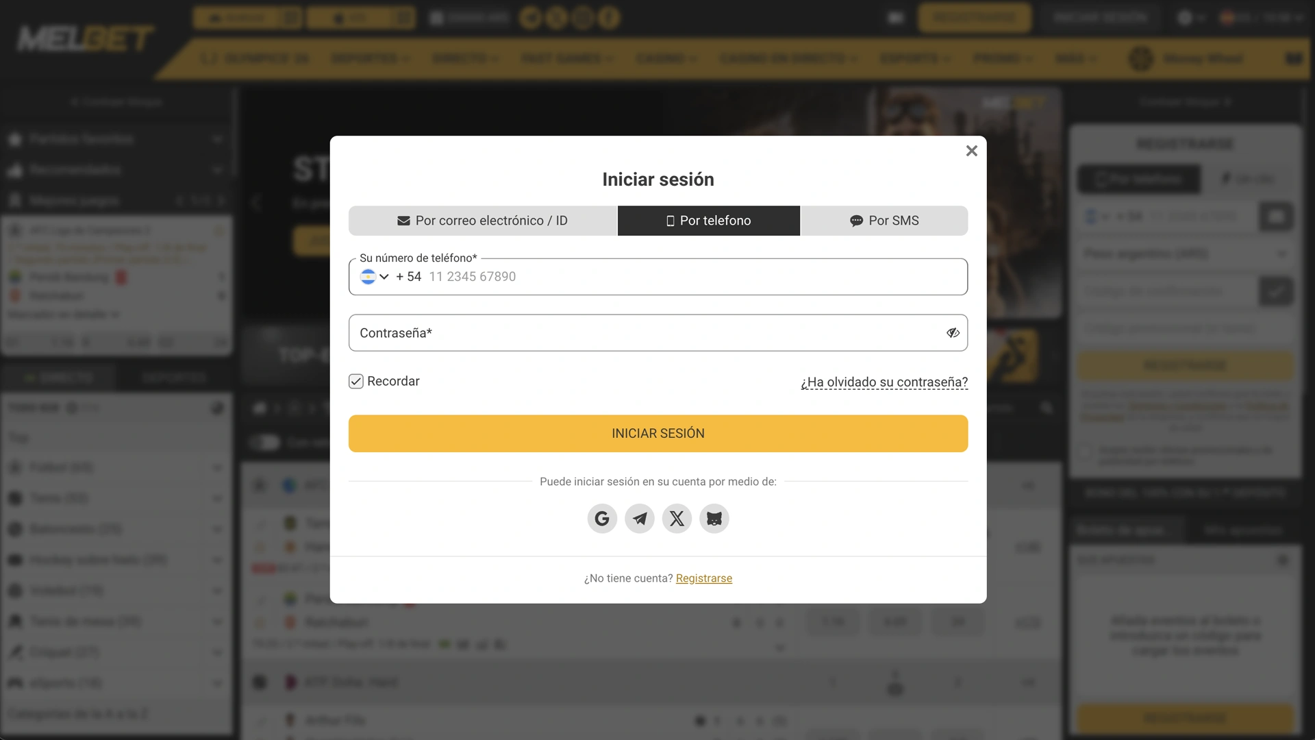 Accedé a tu cuenta existente o creá una nueva en el sitio oficial de Melbet.