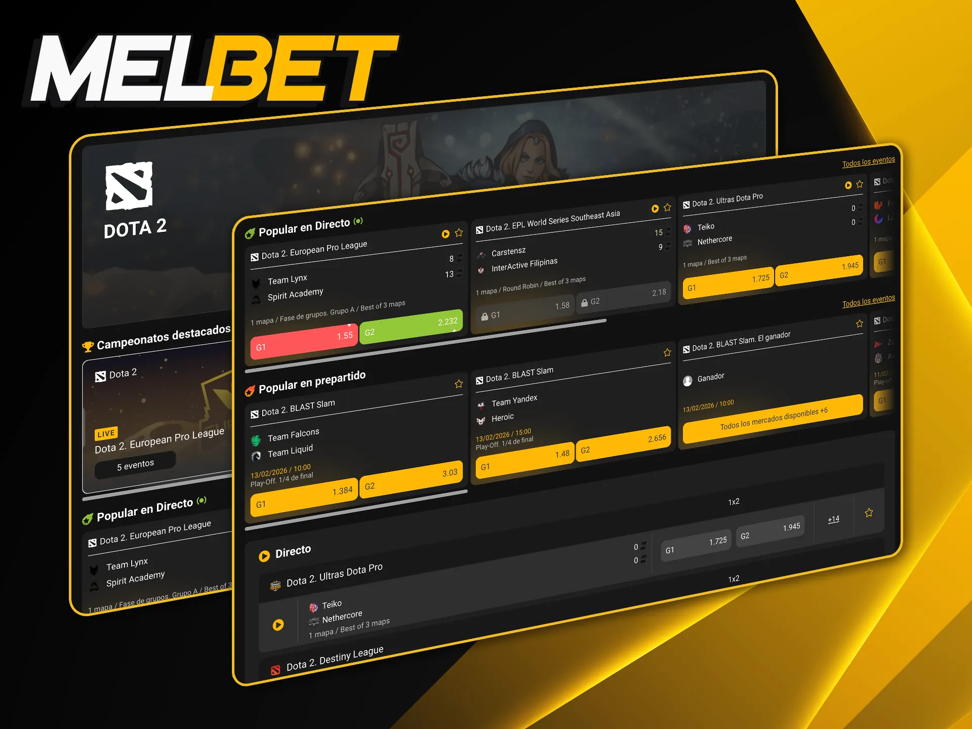 Apostá en los torneos más importantes de Dota 2, incluyendo The International, con cuotas especiales en Melbet.