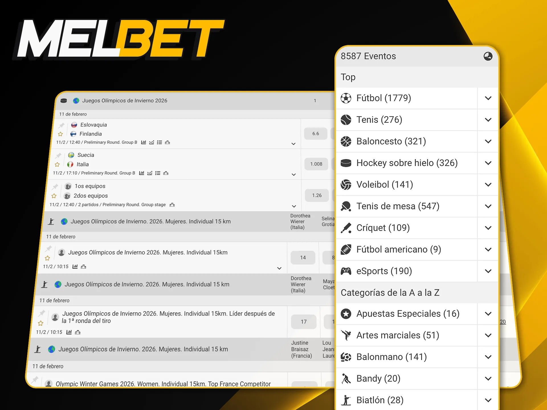 Explorá disciplinas como rugby, boxeo, automovilismo y vóley dentro del amplio catálogo de Melbet.