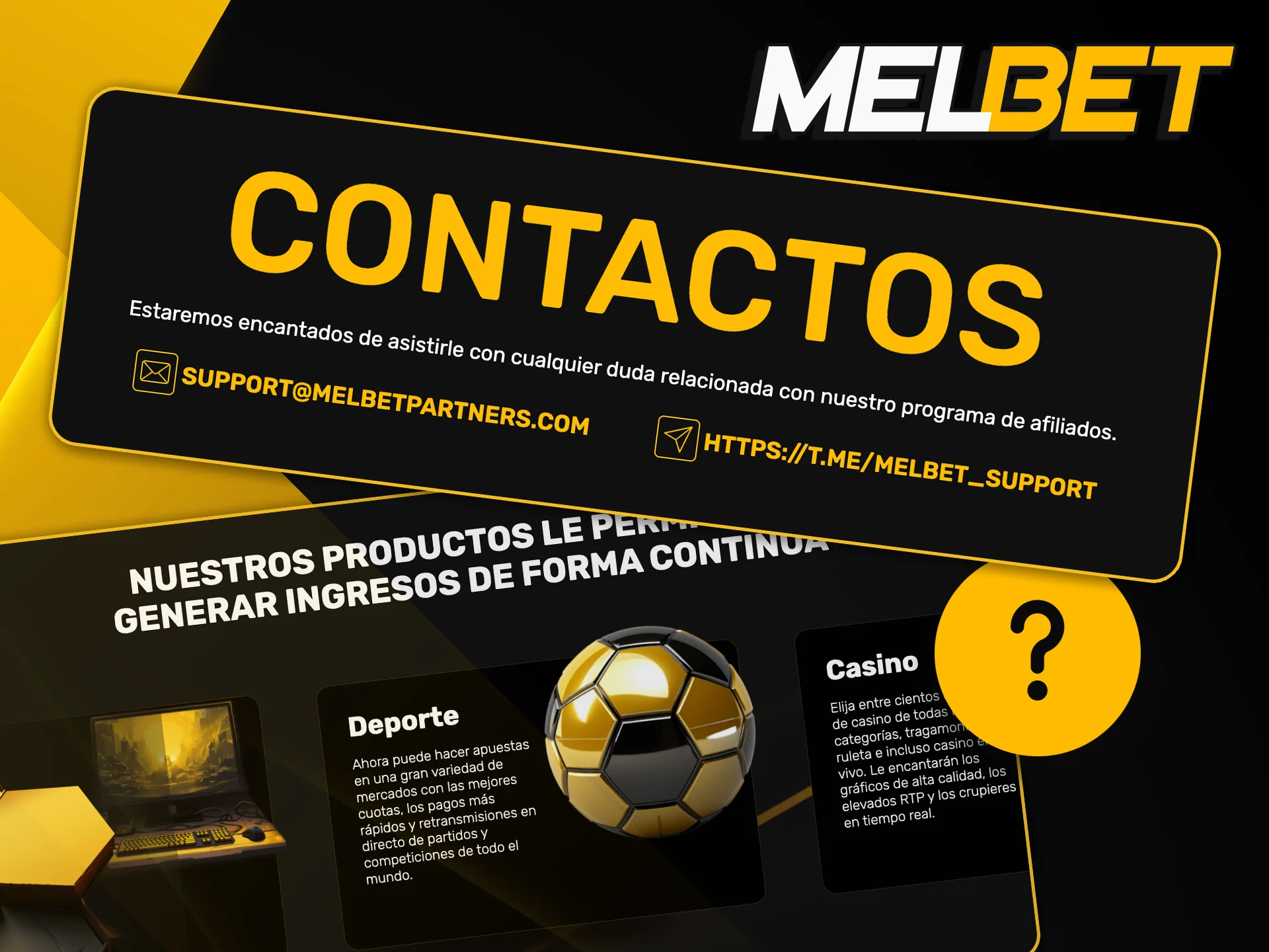 Accedé al contacto directo con managers especializados de Melbet para optimizar tus conversiones y resolver dudas técnicas.