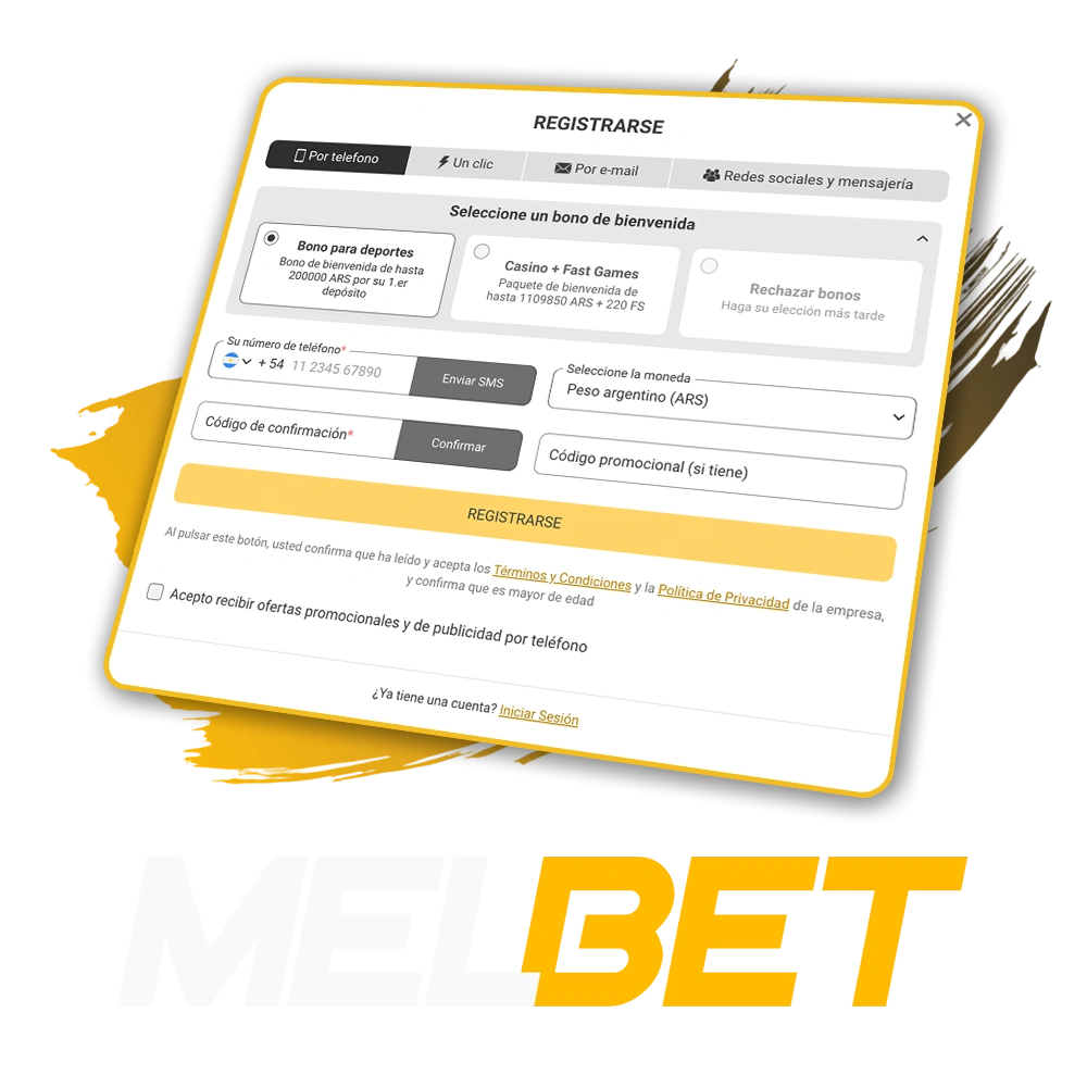 Iniciá el proceso de creación de cuenta para empezar a jugar en Melbet Argentina.