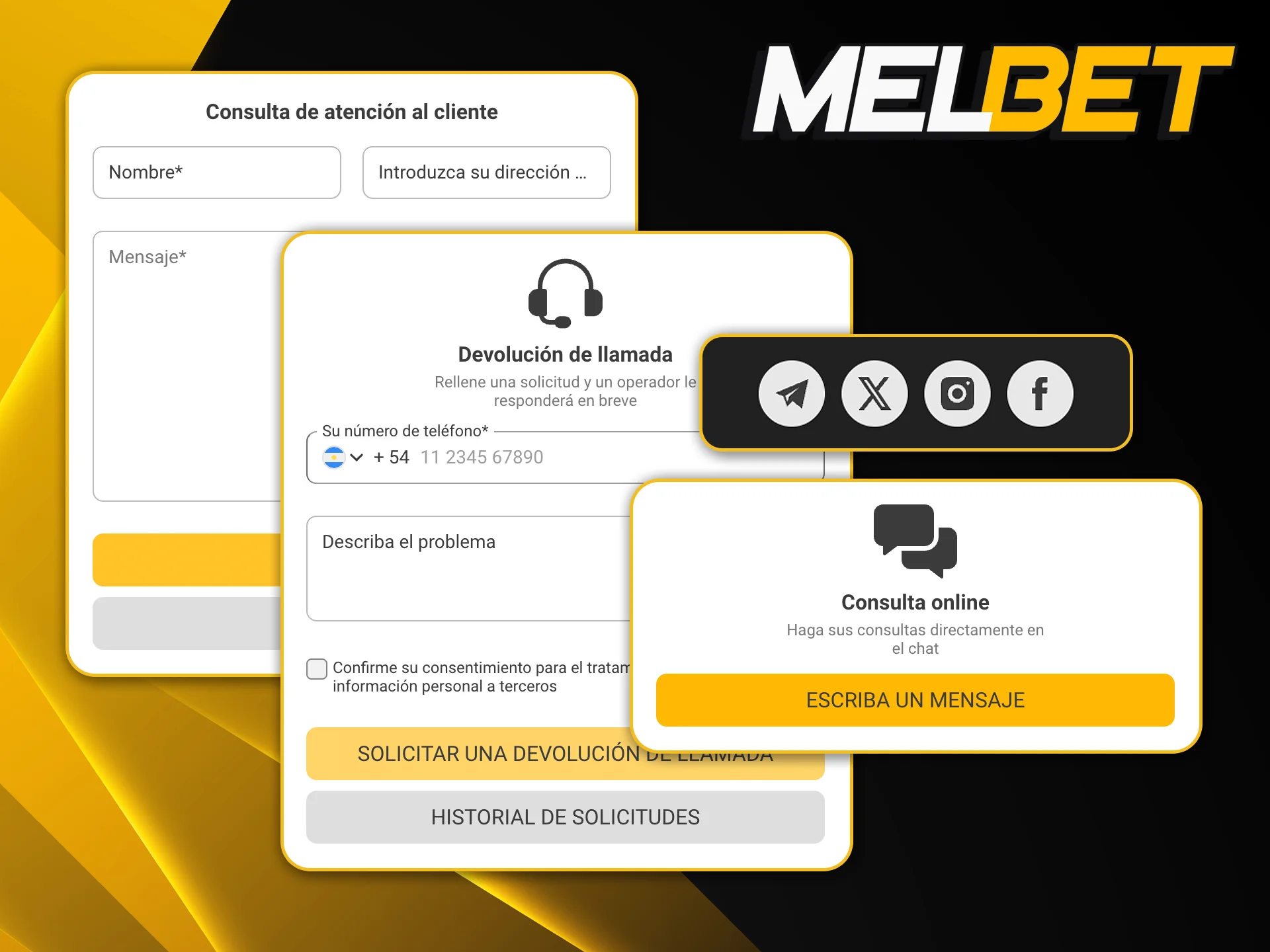 Accedé a la información institucional para comunicarte con las oficinas y el equipo de soporte de Melbet.