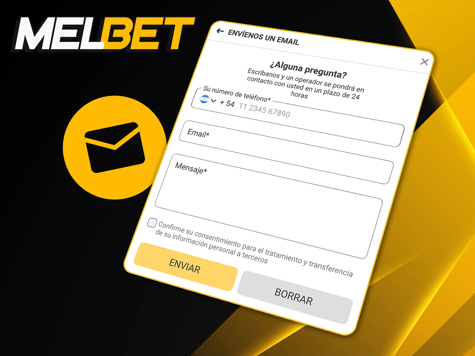 Enviá una consulta formal por mail a Melbet para asistencia técnica o reclamos específicos.