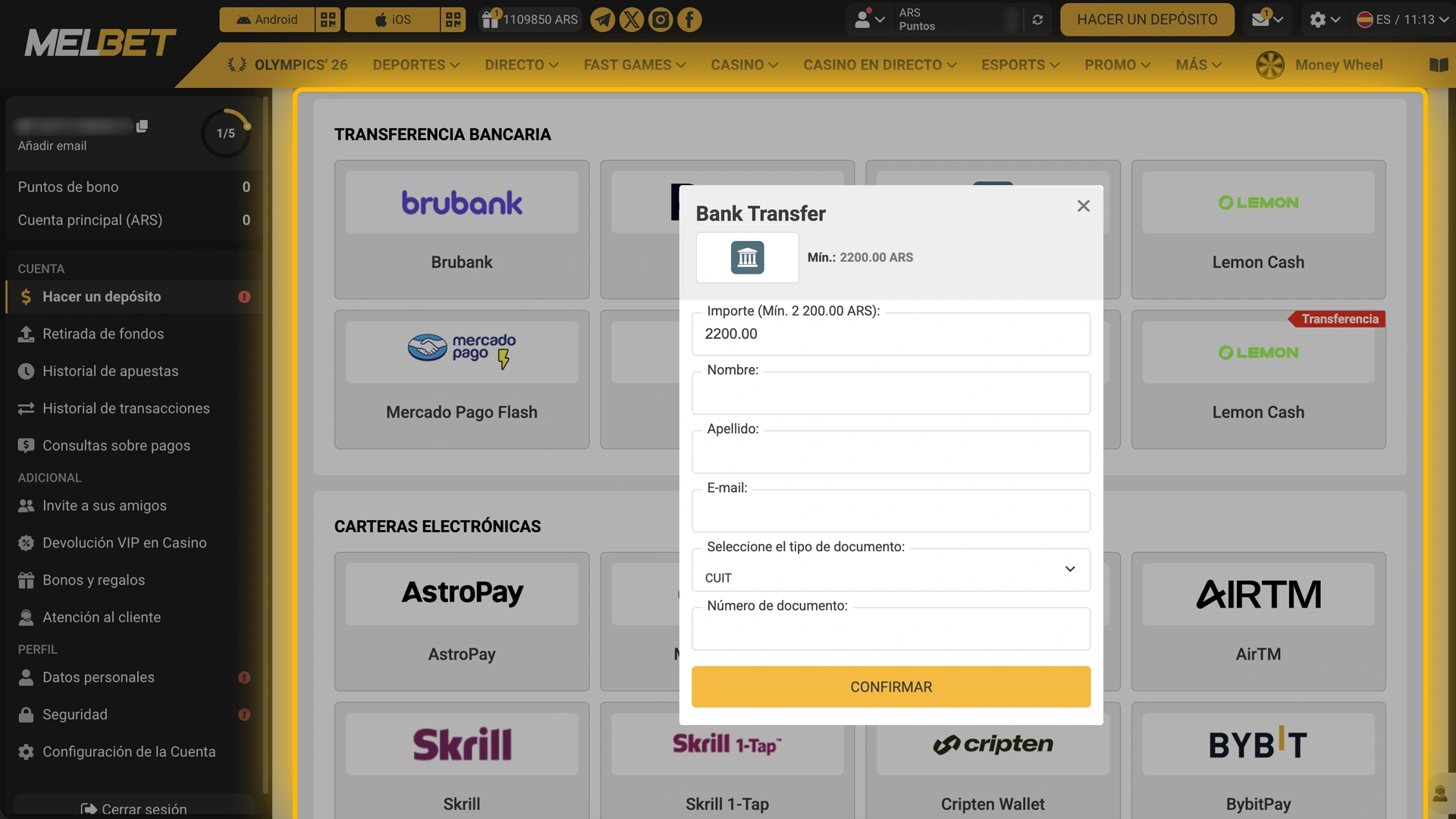 Cargá saldo en tu cuenta de Melbet utilizando los métodos de pago locales en ARS.
